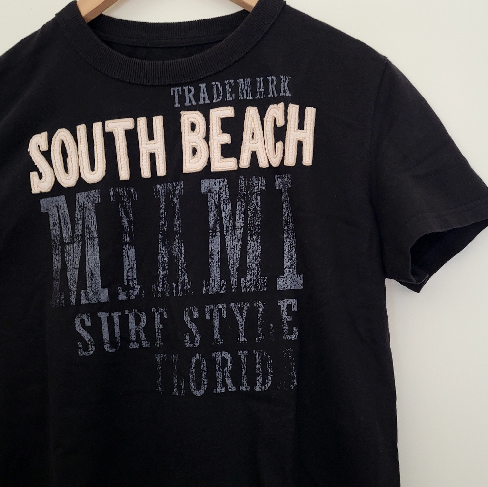Vintage Surf Style Black Short Sleeve Tee Casual Beachwear - M - Picture 2 of 7